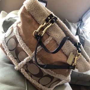 Coach Fur & Leather Handbag